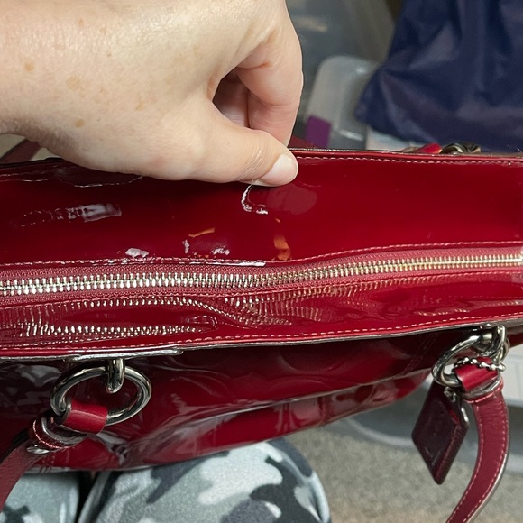 Coach Burgundy Patent Leather Bag - Picture 6 of 8